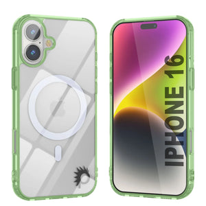 Étui de chargement magnétique sans fil Punkcase pour iPhone 16 [Série ClearMag] [Vert]