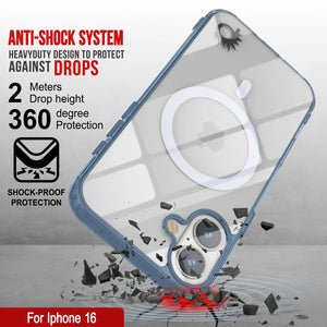 Étui de chargement magnétique sans fil Punkcase pour iPhone 16 [Série ClearMag] [Marine]