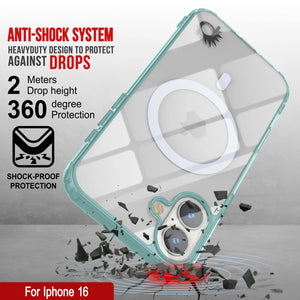 Étui de chargement magnétique sans fil Punkcase pour iPhone 16 [Série ClearMag] [Bleu sarcelle]