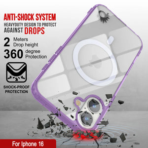 Étui de chargement magnétique sans fil Punkcase pour iPhone 16 [Série ClearMag] [Violet]