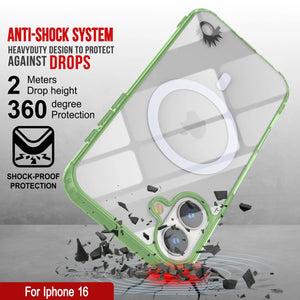 Étui de chargement magnétique sans fil Punkcase pour iPhone 16 [Série ClearMag] [Vert]