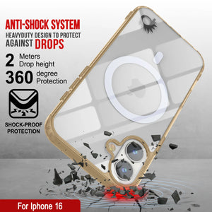 Étui de chargement magnétique sans fil Punkcase pour iPhone 16 [Série ClearMag] [Or]