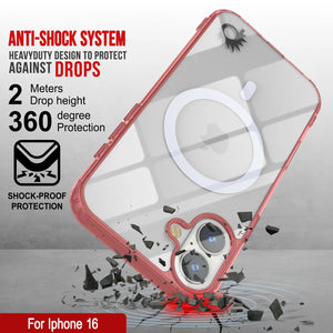 Étui de chargement magnétique sans fil Punkcase pour iPhone 16 [Série ClearMag] [Rouge]