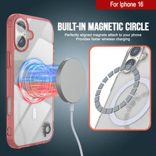 Charger l&#39;image dans la galerie, Étui de chargement magnétique sans fil Punkcase pour iPhone 16 [Série ClearMag] [Rouge]
