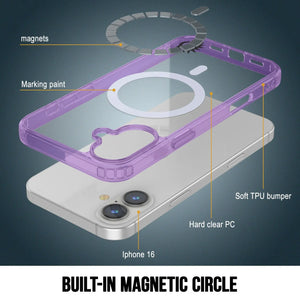 Étui de chargement magnétique sans fil Punkcase pour iPhone 16 [Série ClearMag] [Violet]