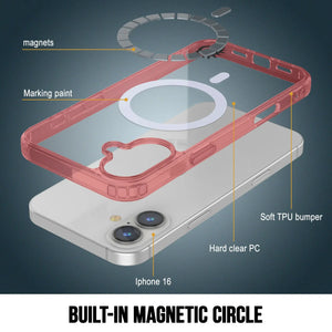 Étui de chargement magnétique sans fil Punkcase pour iPhone 16 [Série ClearMag] [Rouge]