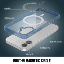 Charger l&#39;image dans la galerie, Étui de chargement magnétique sans fil Punkcase pour iPhone 16 [Série ClearMag] [Marine]
