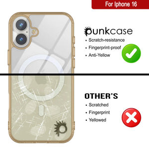 Étui de chargement magnétique sans fil Punkcase pour iPhone 16 [Série ClearMag] [Or]