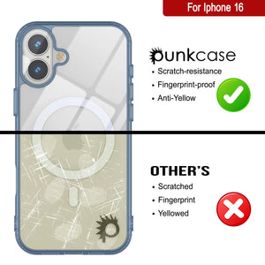 Étui de chargement magnétique sans fil Punkcase pour iPhone 16 [Série ClearMag] [Marine]