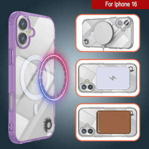 Étui de chargement magnétique sans fil Punkcase pour iPhone 16 [Série ClearMag] [Violet]