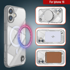 Étui de chargement magnétique sans fil Punkcase pour iPhone 16 [Série ClearMag] [Argent]