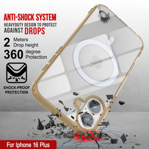 Étui de chargement magnétique sans fil Punkcase pour iPhone 16 Plus [Série ClearMag] [Or]