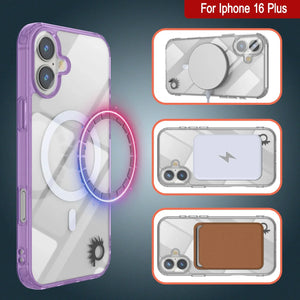 Étui de chargement magnétique sans fil Punkcase pour iPhone 16 Plus [Série ClearMag] [Violet]