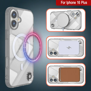 Étui de chargement magnétique sans fil Punkcase pour iPhone 16 Plus [Série ClearMag] [Argent]