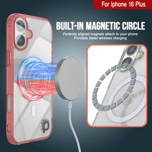 Charger l&#39;image dans la galerie, Étui de chargement magnétique sans fil Punkcase pour iPhone 16 Plus [Série ClearMag] [Rouge]
