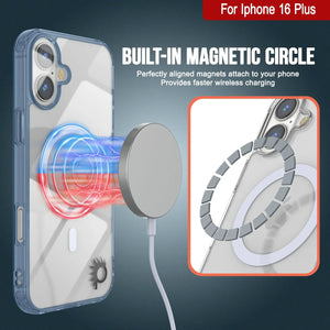 Étui de chargement magnétique sans fil Punkcase pour iPhone 16 Plus [Série ClearMag] [Marine]