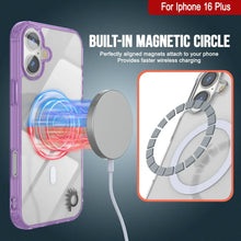 Charger l&#39;image dans la galerie, Étui de chargement magnétique sans fil Punkcase pour iPhone 16 Plus [Série ClearMag] [Violet]
