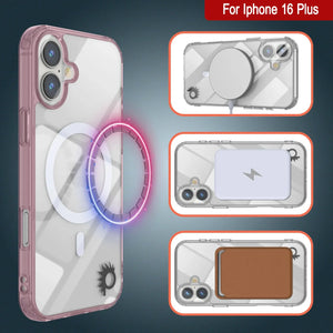 Étui de chargement magnétique sans fil Punkcase pour iPhone 16 Plus [Série ClearMag][Rose]