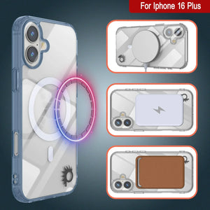 Étui de chargement magnétique sans fil Punkcase pour iPhone 16 Plus [Série ClearMag] [Marine]