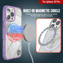 Charger l&#39;image dans la galerie, Étui de chargement magnétique sans fil Punkcase pour iPhone 16 Pro [Série ClearMag] [Violet]
