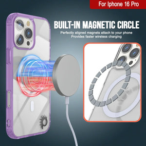 Étui de chargement magnétique sans fil Punkcase pour iPhone 16 Pro [Série ClearMag] [Violet]