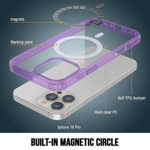 Étui de chargement magnétique sans fil Punkcase pour iPhone 16 Pro [Série ClearMag] [Violet]