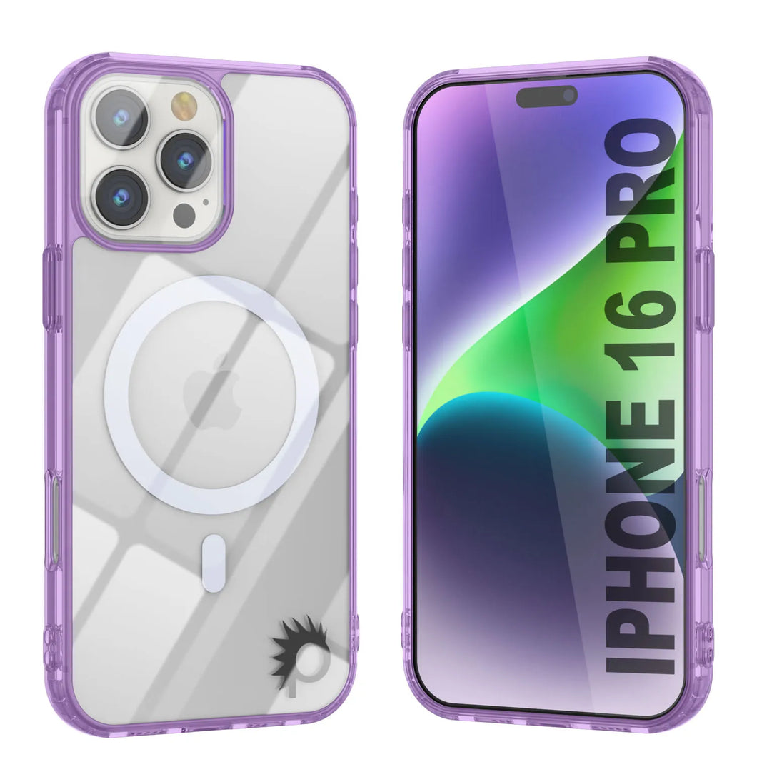 Étui de chargement magnétique sans fil Punkcase pour iPhone 16 Pro [Série ClearMag] [Violet]