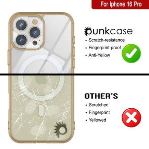 Étui de chargement magnétique sans fil Punkcase pour iPhone 16 Pro [Série ClearMag] [Or]