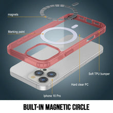 Load image into Gallery viewer, Étui de chargement magnétique sans fil Punkcase pour iPhone 16 Pro [Série ClearMag] [Rouge]
