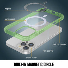 Charger l&#39;image dans la galerie, Étui de chargement magnétique sans fil Punkcase pour iPhone 16 Pro [Série ClearMag] [Vert]
