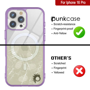 Étui de chargement magnétique sans fil Punkcase pour iPhone 16 Pro [Série ClearMag] [Violet]