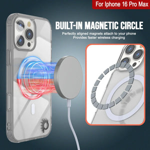 Étui de chargement magnétique sans fil Punkcase pour iPhone 16 Pro Max [Série ClearMag] [Argent]