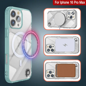 Étui de chargement magnétique sans fil Punkcase pour iPhone 16 Pro Max [Série ClearMag] [Bleu sarcelle]