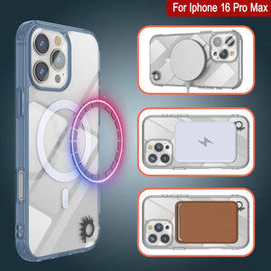 Étui de chargement magnétique sans fil Punkcase pour iPhone 16 Pro Max [Série ClearMag] [Marine]