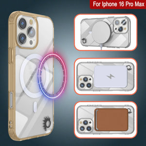 Étui de chargement magnétique sans fil Punkcase pour iPhone 16 Pro Max [Série ClearMag] [Or]