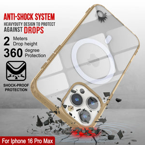 Étui de chargement magnétique sans fil Punkcase pour iPhone 16 Pro Max [Série ClearMag] [Or]