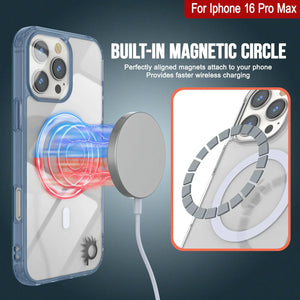 Étui de chargement magnétique sans fil Punkcase pour iPhone 16 Pro Max [Série ClearMag] [Marine]