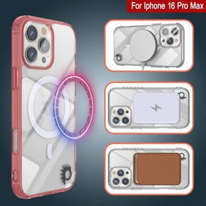 Étui de chargement magnétique sans fil Punkcase pour iPhone 16 Pro Max [Série ClearMag] [Rouge]