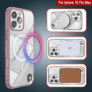 Étui de chargement magnétique sans fil Punkcase pour iPhone 16 Pro Max [Série ClearMag][Rose]