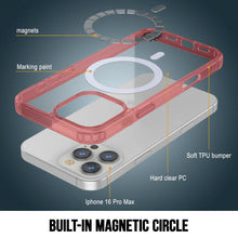 Load image into Gallery viewer, Étui de chargement magnétique sans fil Punkcase pour iPhone 16 Pro Max [Série ClearMag] [Rouge]
