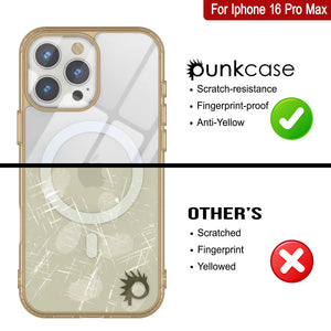 Étui de chargement magnétique sans fil Punkcase pour iPhone 16 Pro Max [Série ClearMag] [Or]