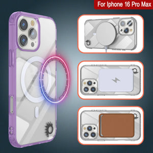 Étui de chargement magnétique sans fil Punkcase pour iPhone 16 Pro Max [Série ClearMag] [Violet]