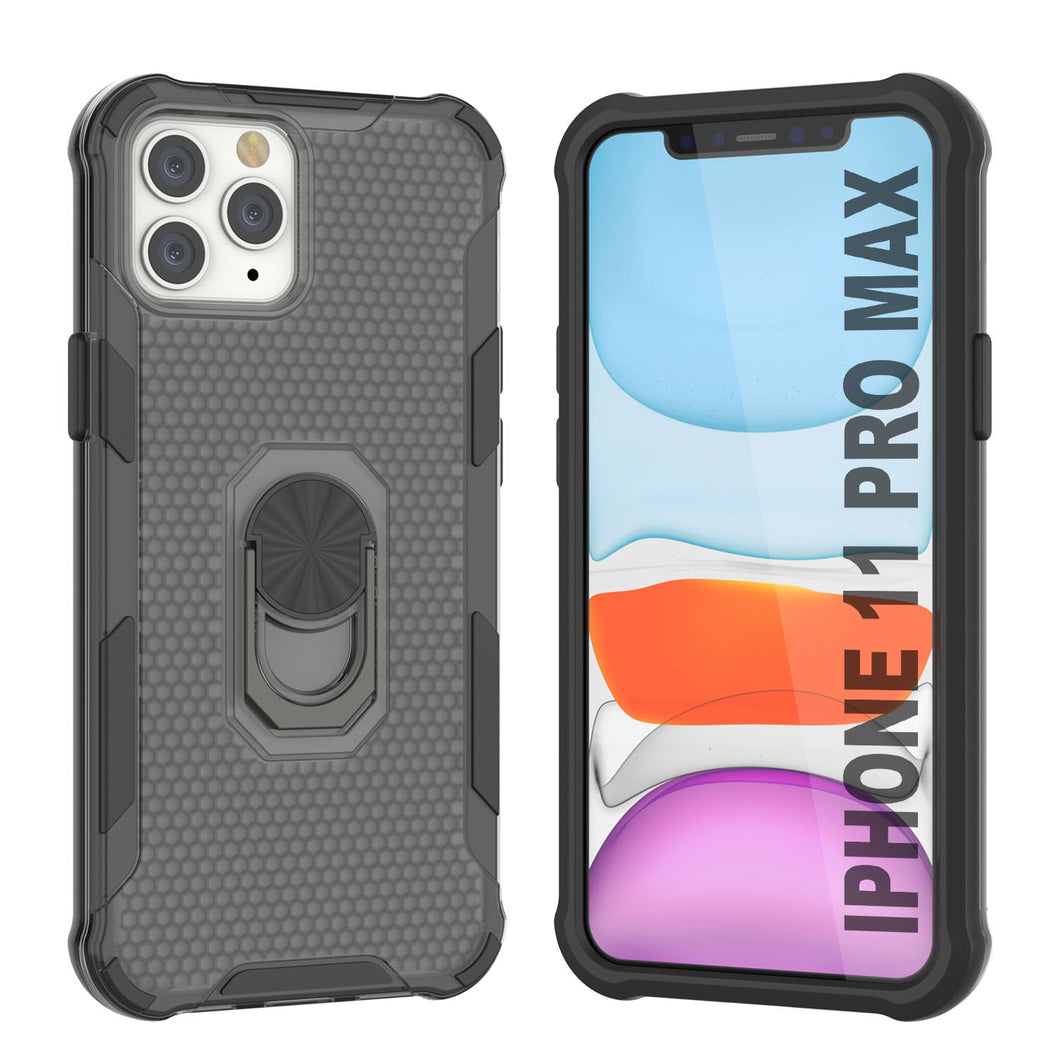 PunkCase pour étui iPhone 11 Pro Max [Série Magnetix 2.0] Coque transparente en TPU de protection avec béquille [Noir]