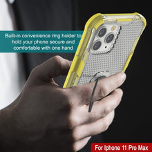Charger l&#39;image dans la galerie, Coque PunkCase pour iPhone 11 Pro Max [Série Magnetix 2.0] Coque de protection transparente en TPU avec support [Jaune]
