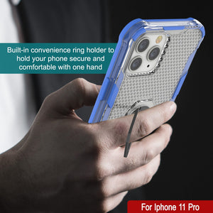 Coque PunkCase pour iPhone 11 Pro [Série Magnetix 2.0] Housse de protection transparente en TPU avec support intégré [Bleu]