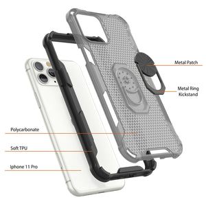 Coque PunkCase pour iPhone 11 Pro [Série Magnetix 2.0] Coque protectrice transparente en TPU avec support [Noir]