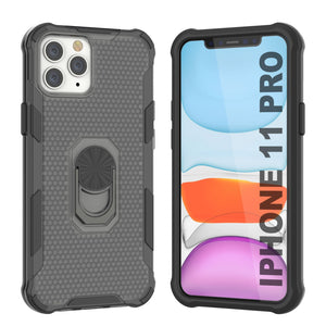 Coque PunkCase pour iPhone 11 Pro [Série Magnetix 2.0] Coque protectrice transparente en TPU avec support [Noir]