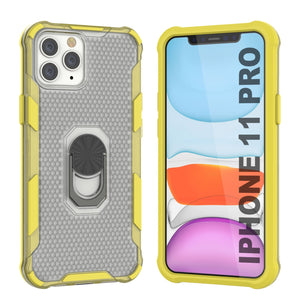 Coque PunkCase pour iPhone 11 Pro [Série Magnetix 2.0] Coque de protection en TPU transparent avec support intégré [Jaune]