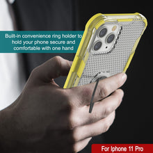 Load image into Gallery viewer, Coque PunkCase pour iPhone 11 Pro [Série Magnetix 2.0] Coque de protection en TPU transparent avec support intégré [Jaune]
