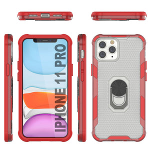 Coque PunkCase pour iPhone 11 Pro [Série Magnetix 2.0] Coque transparente en TPU de protection avec béquille [Rouge]